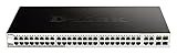 D-Link DGS-1210-48/E 48-Port Smart Managed Gigabit Switch (48x 10/100/1000Mbit/s, 4x Glasfaser SFP/Combo-Ports, lüfterlos & energiesparend) - Nur EU-Netzkabel