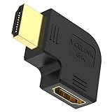 VCELINK 8K HDMI Winkelstecker, HDMI 90 Grad Winkel, HDMI 2.1 Kabel Abgewinkelt Stecker auf Buchse, 8K@60Hz / 4K@120Hz, eARC, HDR, Dolby für Wandmontage TV/Laptop/Roku Stick/PS5