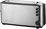 SEVERIN Automatik-Langschlitztoaster, Automatik-Toaster mit Brötchenaufsatz, aus Edelstahl, zum Toasten, Auftauen und Erwärmen, 1.000 W, Edelstahl-gebürstet/schwarz, AT 2515
