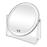 FANCYSEEU 7 Zoll Kosmetikspiegel Makeup Spiegel Doppelseitig mit 1X / 7X Vergrößerung, 360° Schwenkbar Tischspiegel, High Definition Schminkspiegel