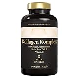 Hyaluron Kollagen Komplex - 270 Kapseln - Collagen Hydrolysat Peptide Typ 1 und 3 - Angereichert mit Vitamin C, Biotin, Selen, Zink, Kupfer & Bambusextrakt - Made in Germany - Satin Naturel