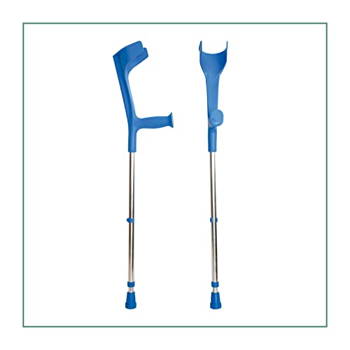 ORTONES | Packung mit 2 Verstellbaren Aluminium krücken für Erwachsene | Gehhilfen | Farbe: Blau