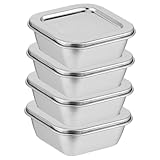 HOLIDYOYO 4 Stück Musterbox Lebensmittelbehälter Mit Luftdichten Deckeln Sicherer Lebensmittelbehälter Edelstahl -mittagsbehälter Lebensmittelbehälter Mit Deckel Silber Rostfreier Stahl