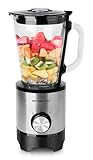 EMERIO Standmixer mit 1.5L Glasbehälter | BPA frei | Crush Ice Funktion | 2 Geschwindigkeiten + Pulse Funktion | 4 Messer aus Edelstahl | 2 Sicherheitsschalter in Krug & Deckel | 500W | BL-130988