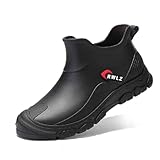 Reitstiefeletten Damen, Gummistiefel Damen Regenstiefel Rain Gartenschuhe Outdoor Regenschuhe Anti Rutsch Gummistiefeletten Winddicht Boots Kurze Halbhoch Stiefel Schwarz 39