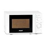 Exquisit Mikrowelle 20L, 700 Watt, Einfache Bedienung, 25,5cm Drehteller, 5 Leistungsstufen, Timer, Auftaufunktion, 2 Drehregler, MW 802 weiss