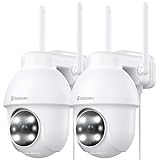 GALAYOU 2K Überwachungskamera Aussen, PTZ Outdoor WLAN IP Kamera überwachung außen, WiFi Dome Camera mit Farbiger Nachsicht,Zwei-Wege-Audio Y4W-2P