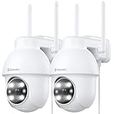 GALAYOU 2K Videokamera für Wohnung, PTZ Outdoor WLAN IP WiFi Kamera 2er Set, WiFi Dome Camera mit Farbiger Nachsicht,Zwei-Wege-Audio Y4W-2P