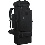 Wesoke 100L Campingrucksack Wanderrucksack für Männer Frauen, extra großer wasserdichter Outdoor Reiserucksack, übergroßer verdickter verstellbarer militärischer taktischer MOLLE Rucksack, Schwarz