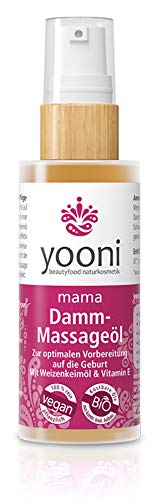 Yooni Mama Damm-Massageöl | Optimale Vorbereitung auf die Geburt | Weizenkeimöl & Vitamin E | 100% BIO | 100% Vegan | Made in Germany | 30 ml