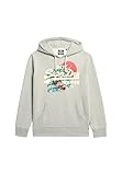 Superdry Herren Tokyo Hoodie mit Vintage-Grafiklogo Bimsstein Beige Meliert L