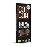 CO COA Dunkle Schokolade 88% - Zartbitter Schokolade BIO, 40g. RAW aus ungerösteten Kakaobohnen, ohne raffinierten Zucker, vegan, mit Kokosblütennektar, reine dunkle Dark Chocolate für vollen Genuss
