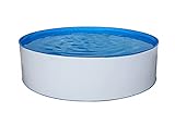 Steinbach Stahlwandpool Set Nuovo – 011111 – Ø 450 x 120 cm – Runder Pool in Weiß für bis zu 17.200 l Wasserinhalt – Mit winterfester blauer Innenfolie und zahlreichem Zubehör