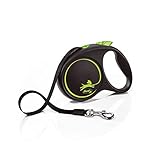flexi® Black Design M Gurt 5 m schwarz/grün, Roll-Leine für Hunde bis 25 kg