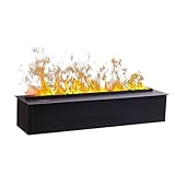 VEXDOSLE 3D-Wasserdampfkamin mit Luftbefeuchter, Flammenkamin aus Edelstahl, 78,78 cm, mit Metallplatte und Touch-3D-Flammensimulation, Schwarz