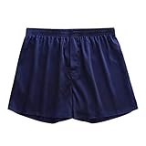 StarTreene Herren-Boxershorts aus Satin, mit elastischem Bund, Nachtwäsche, Loungewear, kurze Hose, blau, 38