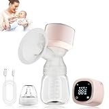 Bwaliffury Milchpumpe Elektrisch, Milchpumpe Elektrische, 4 Modi & 15 Leistung,Elektrische Brustpumpe Tragbare Verbessern Effizienz Laktation,Wiederaufladbare Brustpumpe mit LED-Display,24mm Flansch