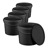 BenBow Eimer mit Deckel 3l schwarz 5X 3 Liter - lebensmittelecht, stabil, luftdicht, auslaufsicher, geruchsneutral - Aufbewahrungsbehälter aus Kunststoff, mit Henkel - leer