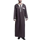 RUMAOZIA Arabische Kleidung Herren Muslim Kaftan Abaya Herren Langarm Jalabiya Kleid für Männer Weiß Gebetskleidung für Männer Islamische Kleidung Arabische Robe für Männer Muslim Hemden