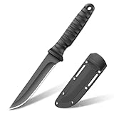 TIMKOSS Outdoor Messer Scharfes Survival Jagdmesser mit Scheide Kydex für Camping Bushcraft und Angeln, Überlebensmesser Scharfes Feststehende Edelstahl Klinge EDC Taschenmesser (Schwarz)
