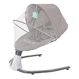 Babywippe Elektrische Baby Swing Cradle Kleinkind Prahler Rocker Stuhl mit Timing,5 Schaukelgeschw indigkeiten und 12 eingebaute Musik- und MP3-Player Babyschaukel 0-18 Monaten bis 16kg (Grau)