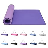 Good Nite Yogamatten Für Frauen Rutschfeste Strukturierte Oberflächen Gymnastikmatte Yoga Matte Dicke 10mm Mit Tragegurt Tpe-Übungsmatte Für Yoga Pilates Gymnastik (183X61cm) (Dunkellila/Helllila)
