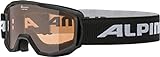 ALPINA PINEY - Beschlagfreie, Extrem Robuste & Bruchsichere Skibrille Mit 100% UV-Schutz Für Kinder, black, One Size