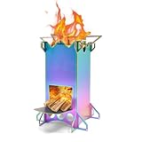 Tragbarer Holzofen – Leichter faltbarer Edelstahl-Raketenofen für Outdoor-Kochen, Wandern, Überleben, Reisen, Picknick, Grillen – Mehrkraftstoff-Campingkocher