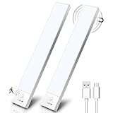 Unterbauleuchte Küche LED Schrankbeleuchtung 3Farbmodi Dimmbar 3000K/4000K/6500K,32cm mit Bewegungsmelder Innen 2Stück,LED Leiste Lampe Ohne Bohren USB Kabellos für Kleiderschrank/Treppe/Vitrinen/RV