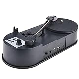 HLELU Tragbarer Phonograph 33/45 Min Plattenspieler-Konverter Speichern Sie Vinyl-Musikaufzeichnungen auf MP3-TF-Karte/USB Eingebauter Lautsprecher-