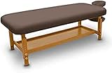 Quirumed - Massageliege Holz | Höhenverstellbar | Abnehmbarer Kopf & Armlehne | Wasser- & Ölbeständig | Massageliege Klappbar, Braun, 210 x 78 cm, Holz, Kunstleder
