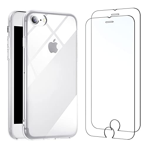 NEW'C Hülle für iPhone SE 2022, iPhone 8/7 (4.7) Ultra Transparent Silikon Weiches TPU Gel und 2 × Panzer Schutz Glas für iPhone SE 2022/8/7 (4.7') - Anti Scratch