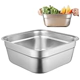 12-teiliges quadratisches Waschbecken-Set aus Edelstahl – Vielseitiger flacher Boden Waschwanne & Ablageschale für Gemüse, Küche, Camping & Heimgebrauch