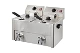 GastroHero Doppelfritteuse 2x10L I Große Edelstahl-Fritteuse mit Ablasshahn, Thermostaten und Überhitzungsschutz I Ideal für Gastronomie und Restaurants