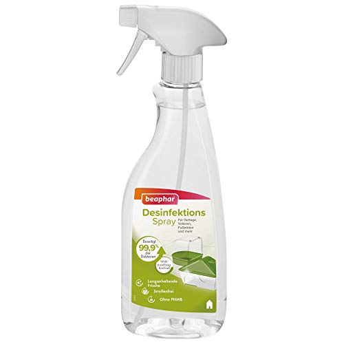 Desinfektionsspray | Beseitigt 99,9 % der Bakterien | Streifenfreies Desinfektionsmittel | Für Umgebung von Nagern & Vögeln, z.B. Volieren | 500 ml