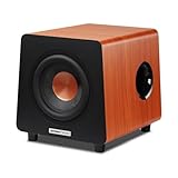 800X Subwoofer Aktiv 8 Zoll, 100Watt Sub Woofer mit RCA AUX LFE Eingänge, Integrierter Verstärker, MDF Gehäuse, Braun – Für Heimkino & HiFi