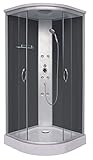 Duschkabine 90x90 - Komplettdusche PUNTO BLACK Höhe 215 cm - Dusche komplett mit Duschkopf & Duschbrause mit 6 Massagedüsen - inkl Duscharmatur &14cm hohe Duschwanne - in schwarz mit Glas-Schiebetür