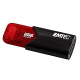 Emtec USB 3.0 (3.2) Click Easy B110, 256 GB Flash-Laufwerk, externer Speicher, 20 MB/S, Schreiben 10 MB/S, Click Easy – 21 x 57 x 12 mm, Rot ECM. MD256GB. 113