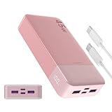 JUOVI Power Bank Fast Charging, 20000mAh 45W Tragbares Ladegerät, Super Fast Charging mit LED Display, USB C Power Bank für MacBook, für iPhone 15 14 13 Pro Samsung S24 S23 (Rosa)