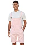 LONGBIDA Herren-Denim-Shorts, Latzhose, Jeans, lässig, Walkshorts, Sommer-Overall mit Taschen, Pink, 50