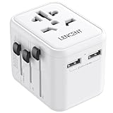 LENCENT Internationaler Reiseadapter mit UK/USA/EU/AUS-Stecker, Universal-Reiseadapter mit 2 USB-Anschlüssen, All-in-One Reisestecker Weltweit für über 200 Länder, Weiß