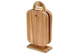 KESPER Holzständer mit 6 Frühstücksbrettchen – 7-teiliges Set aus Akazienholz, Feuchtigkeitsabweisend mit Biofa-Ö, Maße: 15 x 9 x 32 cm, 2137571