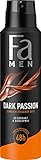 Fa Men Deodorant & Bodyspray Dark Passion (150 ml), Deospray mit sinnlich-frischem Duft, Deo ohne Aluminium für bis zu 48 h Deo-Schutz, hinterlässt keine Deo-Rückstände