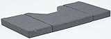 MR. DEKO Schlafmatratze für VW T5 und T6 Fahrerraum | 144 x 70 x 10cm | Camping - Matratze mit waschbarem Bezug | Faltmatratze aus Schaumstoff - Schlafmatratze für Transporter | Reisematratze grau