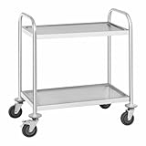 Royal Catering RCSW 2.1H Servierwagen Edelstahl Küchenwagen mit Rollen Transportwagen 2 Borde (Tragfähigkeit: 150 kg, Tablettabstand: 45,5 cm)