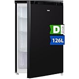 CHIQ 126L Kühlschrank, CSF120BE,Höhe 845 mm, Tiefe 556 mm, 7 Temperaturregelstufen, umkehrbare Tür, Frischhalteschublade, 12 Jahre Garantie auf den Kompressor,39 dB, LED-Beleuchtung, Schwarz