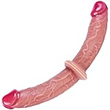 35,4 * 3,4 cm Silikon-Doppeldildo mit Saugnapf, 2 * 17,7 cm kleiner, naturgetreuer doppelseitiger Analdildo-Set für Anfänger, G-Punkt-Vaginaldildo, flexibler Penis, Sexspielzeug für Männer und Frauen