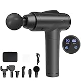 Massagepistole mit 30 Geschwindigkeiten,Muskel Percussion Massagegerät,Massage Gun mit LED-Touchscreen, 6 Massageköpfe,Tragetasche, Rücken & Körper,Geschenk für Männer & Frauen (A)
