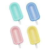 SHUBEIEUMI Eisformen, 4 Stück Eisformen Silikon, Verschiedenfarbig Popsicle Formen Set, Eiscreme Formen DIY Ideen mit Deckel und Sticks