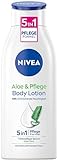 NIVEA Aloe & Pflege Body Lotion (400 ml), Körpercreme für trockene Haut mit 5in1 Pflege Formel und Tiefenpflege Serum, Hautcreme mit Aloe Vera natürlichen Ursprungs